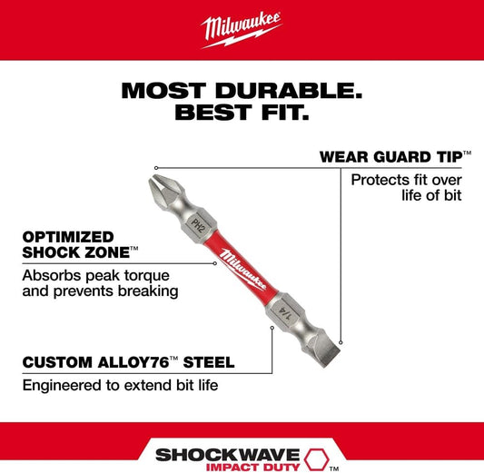 Milwaukee 48-32-4310 Shockwave PH2/SL1-4 Double Ended Power Bit
