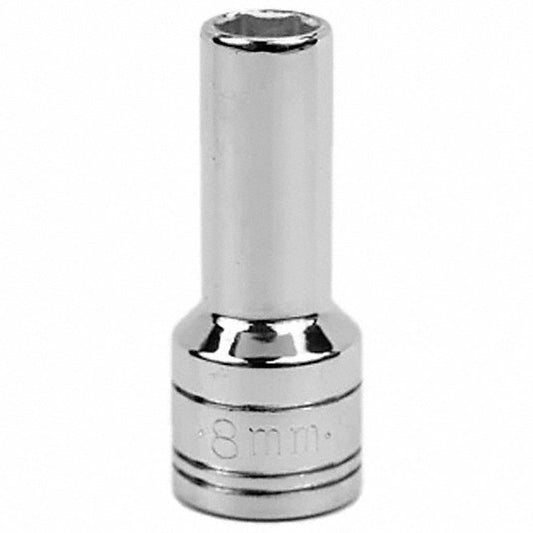 SK Hand Tools 8408 8 mm 3/8" Drive 6 Point Metric Deep Chrome Socket
