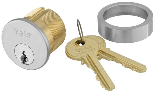 Yale 2153 6 GA 118 626 KD Mortise Cylinder, Satin Chrome