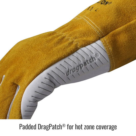 Black Stallion GM1510-WT-LRG Premium Goatskin MIG Gloves, Tan/White, Large