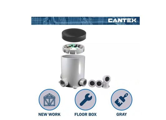 Cantex R5133758 Round Floor Box for Concrete with Two 75" Outlets and Two 5" Outlets