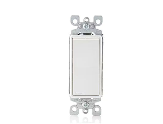 Leviton M32-05601-2WM Decora 15 Amp Single Pole Rocker AC Quiet Light Switch, White (10-Pack)