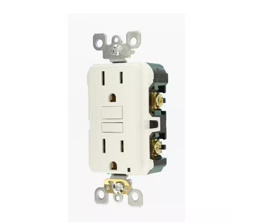 Leviton R12-GFNT1-0KW 15 Amp Self-Test SmartlockPro Slim Duplex GFCI Outlet, White