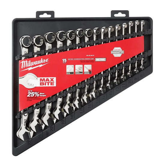 Milwaukee 48-22-9515 Combination Metric Wrench Mechanics Tool Set (15-Piece)