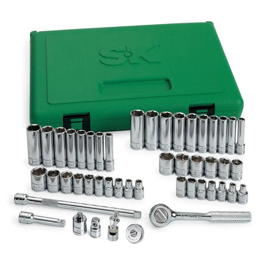 SK Hand Tools 91848 1/4" Drive 6-Point Standard and Deep SAE/Metric Socket Set (48-Piece)