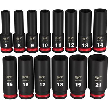 Milwaukee 49-66-7008 Impact Socket 3/8" Drive Metric Deep 6 Point (14-Piece)