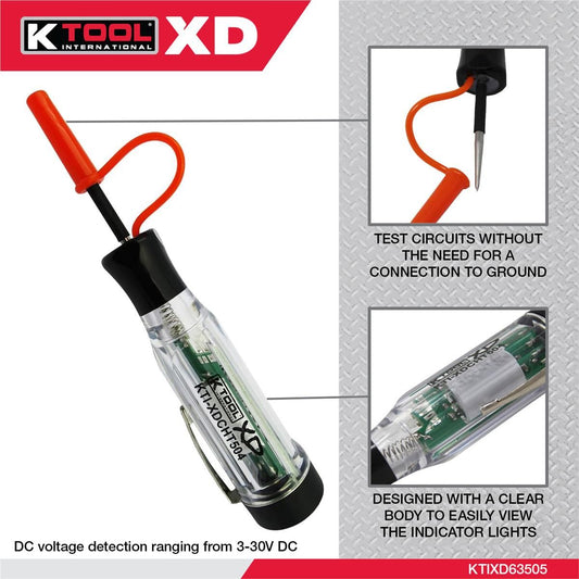 K Tool International KTIXDCHT504 Circuit Tester Dual Polarity Cordless DC 3-30V