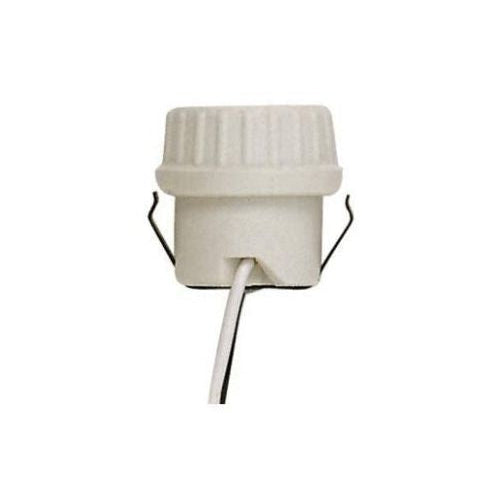 Satco 90/1107 Keyless Porcelain Socket, Unglazed, 660W, 250V, Double Snap-In Clip