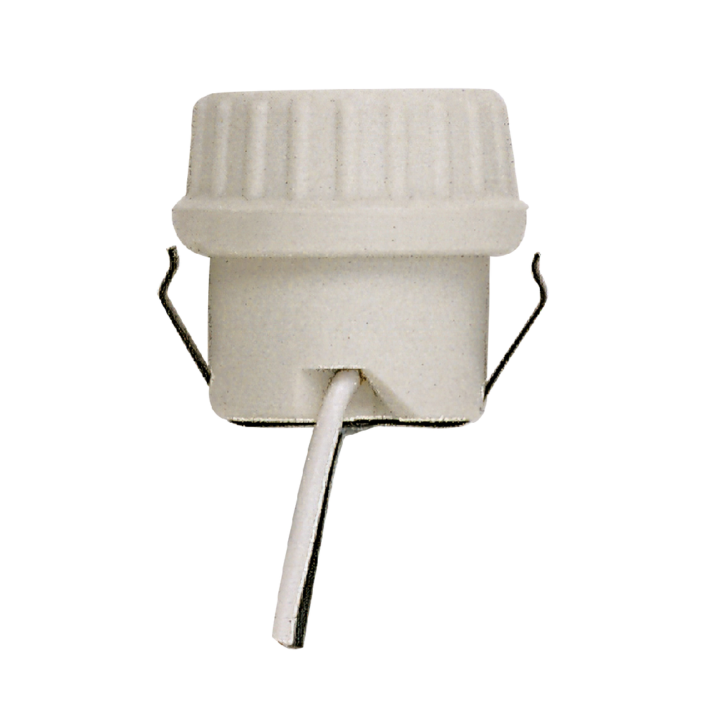 Satco 90/1107 Keyless Porcelain Socket, Unglazed, 660W, 250V, Double Snap-In Clip