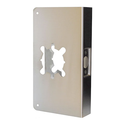 Don Jo 12-S-2-CW Wrap Around Plate, 5-1/8" x 12", 2-1/8" Hole, Satin Stainless Steel Finish