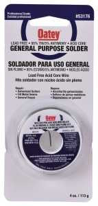 Oatey 53176 Acid Core Wire Solder 1/4 lb Carded