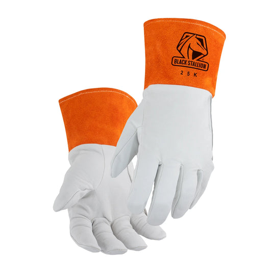 Black Stallion 25K Premium Kidskin TIG Welding Gloves, Pearl/Rust