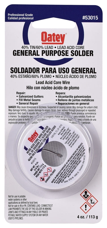 Oatey 53015 Acid Core Wire Solder, 1/4 lb Carded