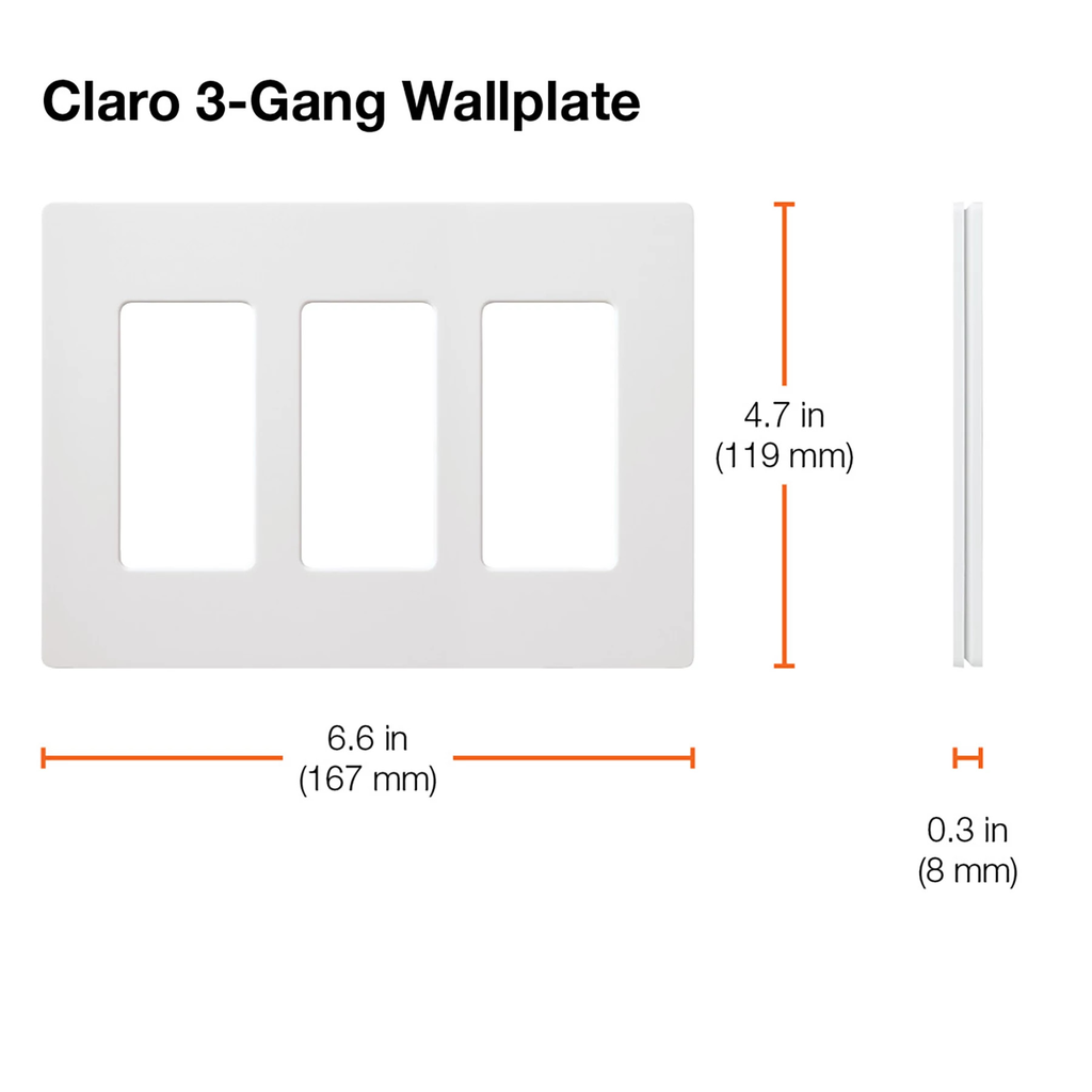 Lutron CW-3-WH 3-Gang Designer Wallplate, White