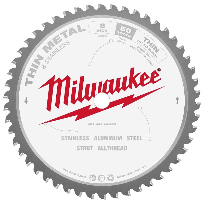 Milwaukee 48-40-4520 8” Circular Saw Blade Carbide Cutting Edge