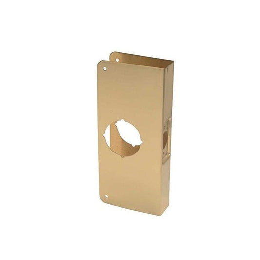 Don-Jo 1-PB-CW Wrap Around Plate, 4" x 9", 2-1/8" Hole, Bright Brass