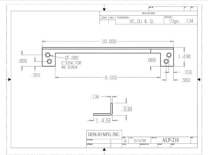 Don Jo ALP-210-SL Angle Type Latch Protector for Outswinging Doors