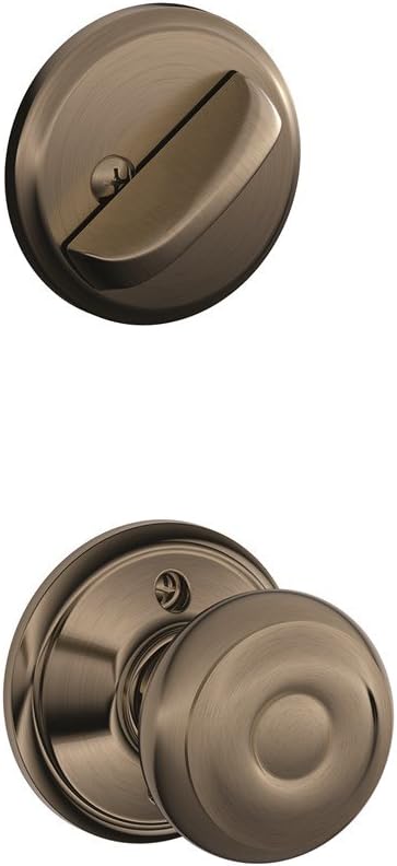 Schlage F59 GEO Entrance Handleset Interior Only Georgian Knob