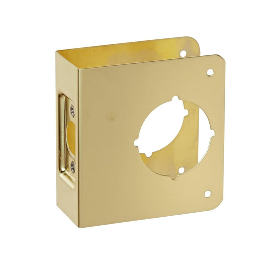 Don-Jo 81-PB-CW Wrap Around Plate, 4-1/2" x 4-1/2", 2-1/8" Hole, Bright Brass