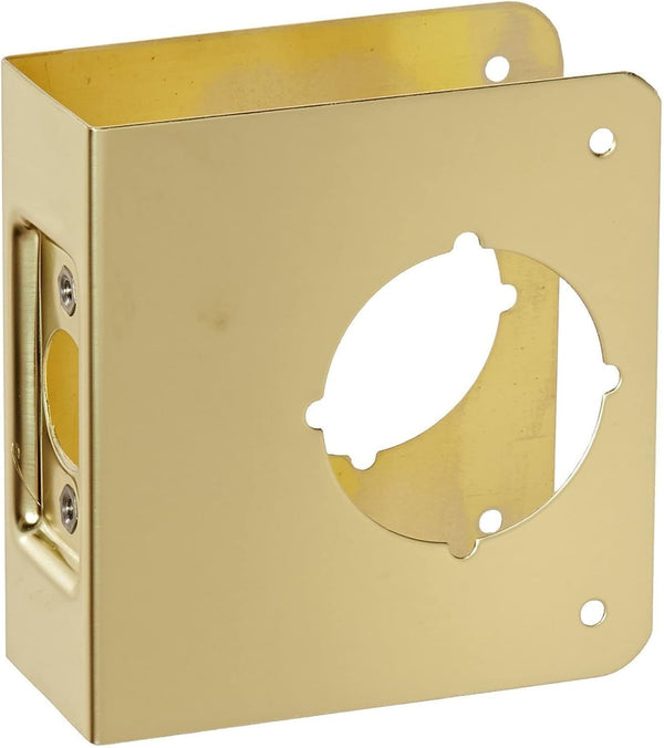 Don-Jo 81-PB-CW Wrap Around Plate, 4-1/2" x 4-1/2", 2-1/8" Hole, Bright Brass