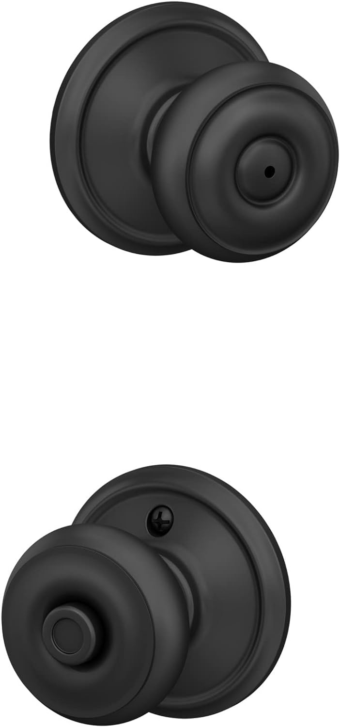 Schlage F40 GEO 622 Privacy Lock Georgian Knob, Matte Black
