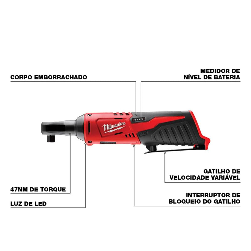 Milwaukee 2457-20 M12 12V Lithium-Ion Cordless 3/8 in. Ratchet (Tool-Only)