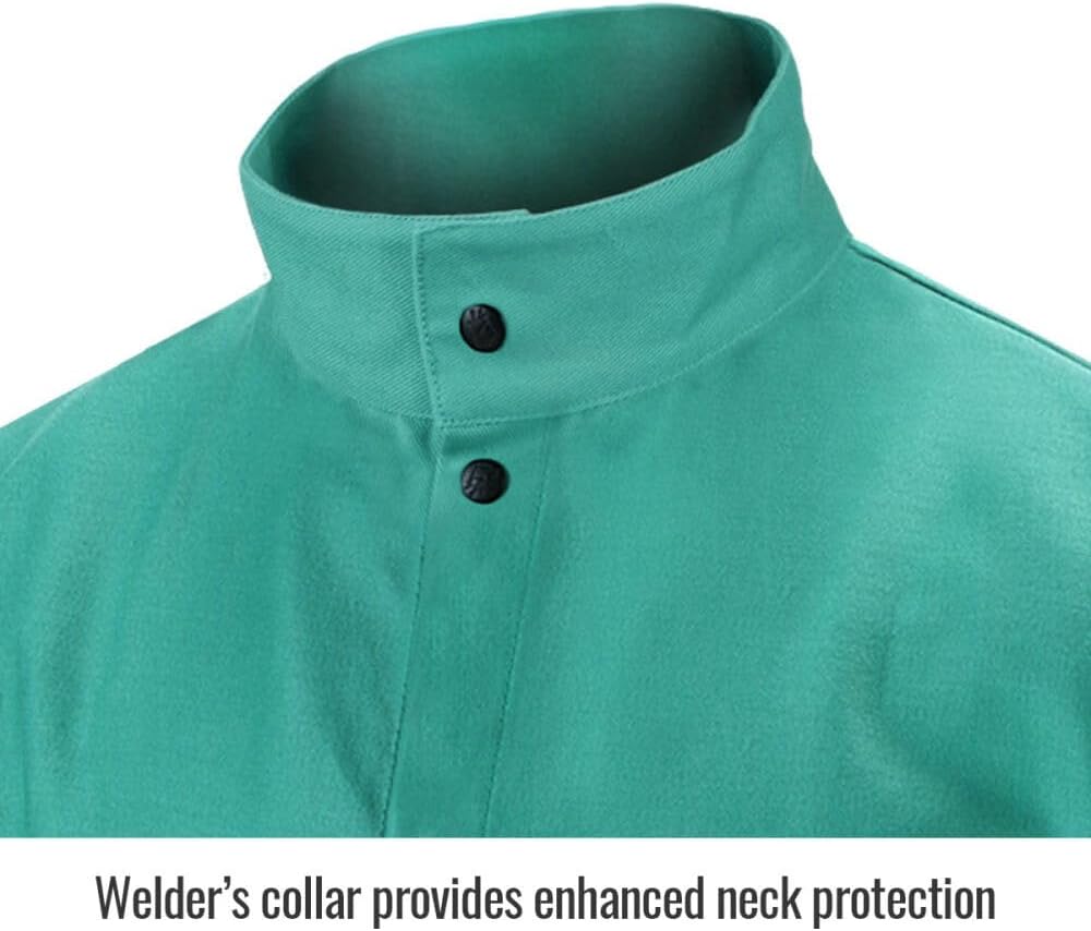 Black Stallion F9-30C Flame Resistant Cotton Welding Jacket, Green
