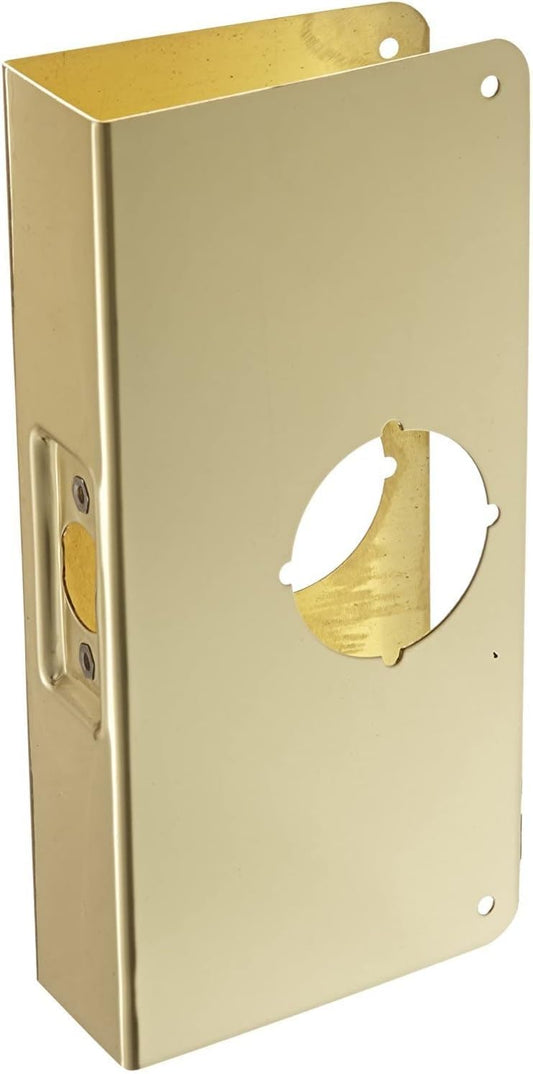 Don Jo 2-PB-CW Wrap Around Plate, 4" x 9", Bright Brass Finish