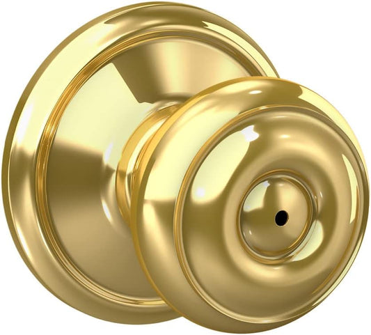 Schlage F40 GEO 605 Privacy Lock Georgian Knob, Bright Brass