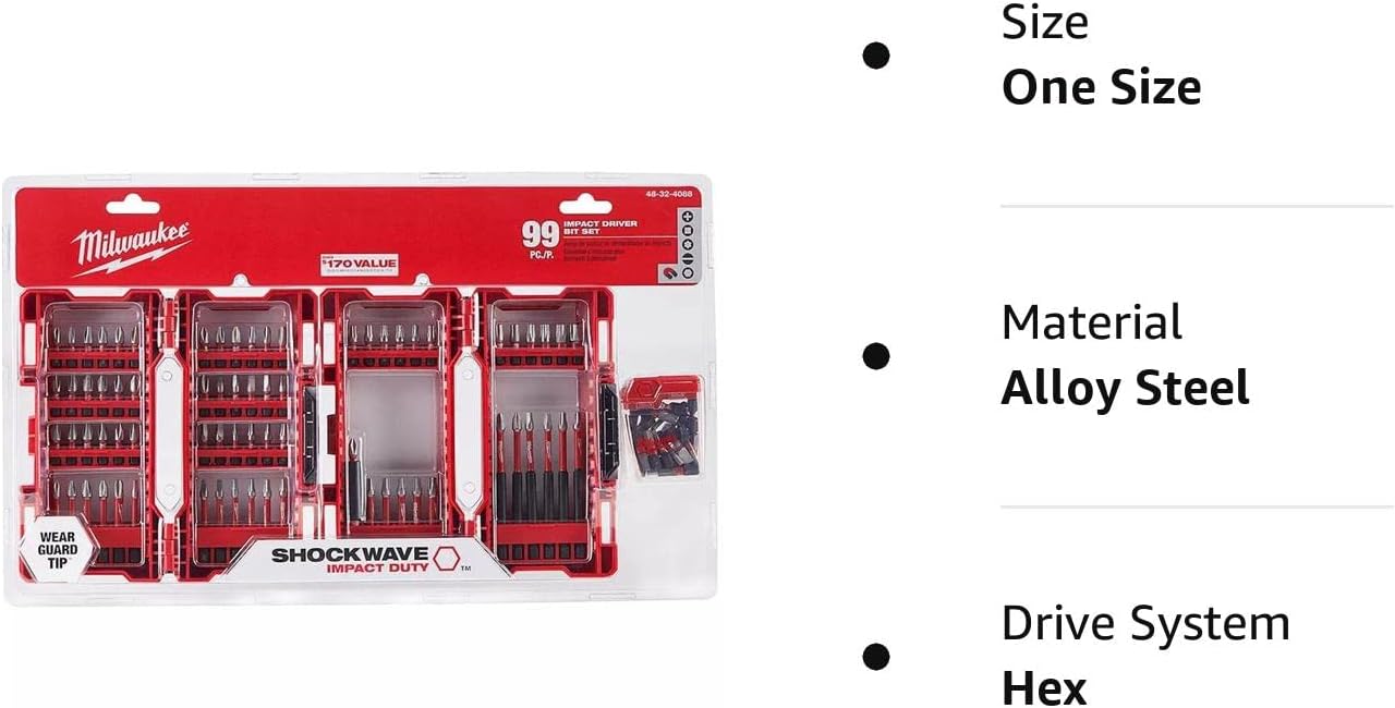 Milwaukee 48-32-4088 SHOCKWAVE Impact Duty Alloy Steel Driver Bit (99-Piece Set)