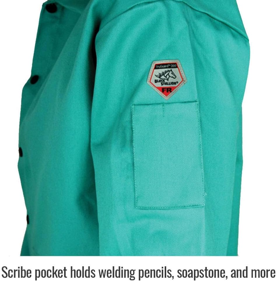 Black Stallion F9-30C Flame Resistant Cotton Welding Jacket, Green
