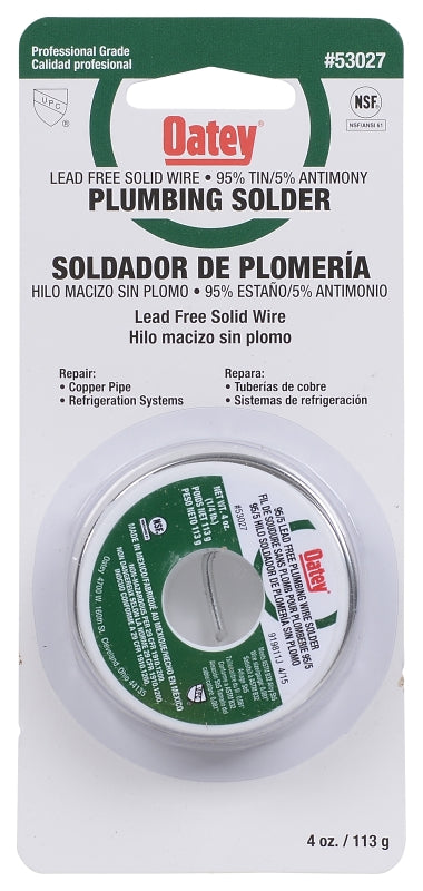 Oatey 53027 Plumbing Wire Solder, Silver, 1/4 lb Carded