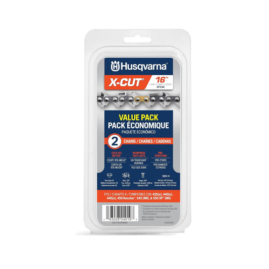 Husqvarna 529788801 16" X-CUT SP33G .325" Pixel Semi Chisel Saw Chain (2-Pack)