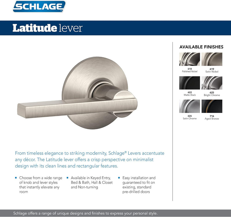 Schlage F170 LAT Single Dummy Latitude Lever