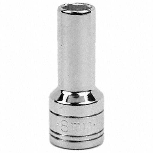 SK Hand Tools 8408 8mm 3/8" Drive 6 Point Metric Deep Chrome Socket