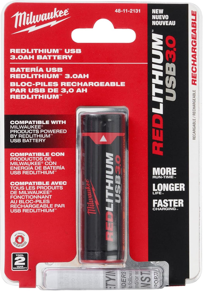 Milwaukee 48-11-2131 REDLITHIUM Lithium-Ion Rechargeable USB 3.0 AH Battery