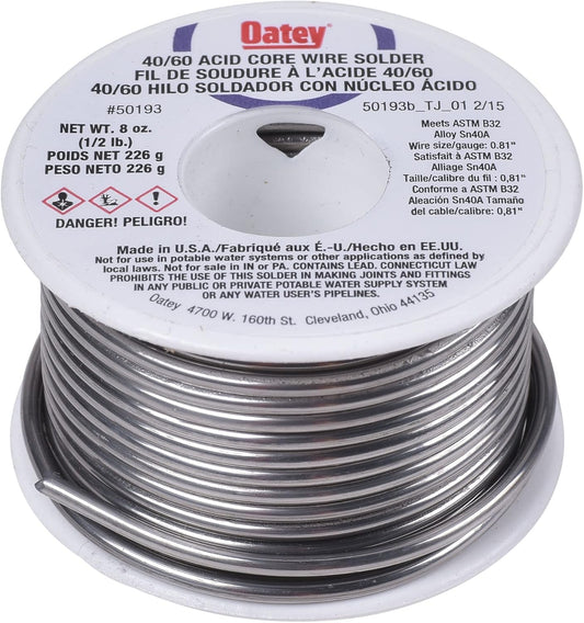 Oatey 50193 Acid Core Wire Solder, Silver, 1/2 lb
