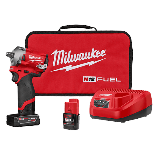 Milwaukee 2555-22 M12 FUEL Stubby 1/2" Impact Wrench KitBattery