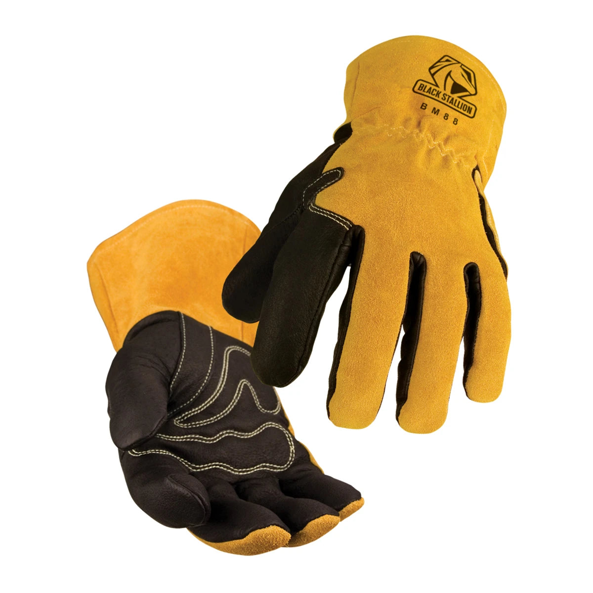 Black Stallion BM88-LG Cowhide Back MIG Welding Gloves, Large