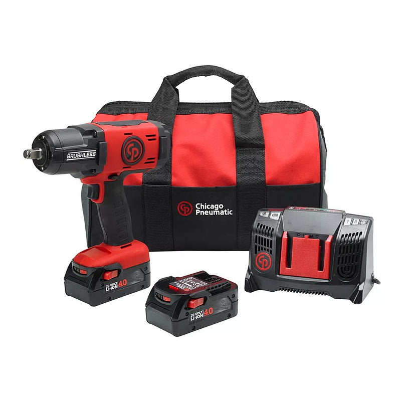 Chicago Pneumatic 8849K-4AH Impact Wrench Kit 1/2" Cordless 20V with Batteries