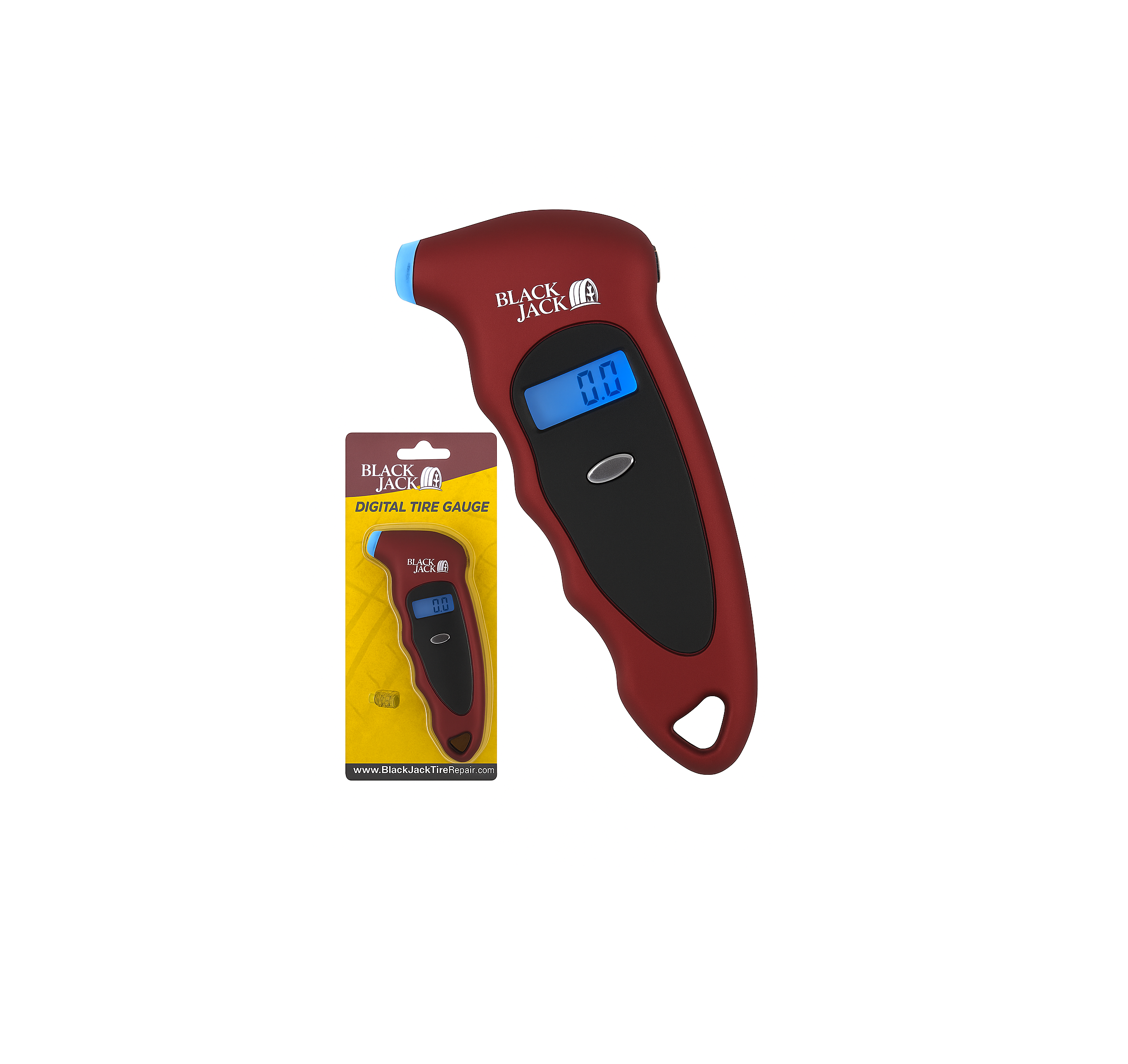 BlackJack Tire Supplies BLJGA-430 Maroon Plastic Digital Tire Gauge with Light