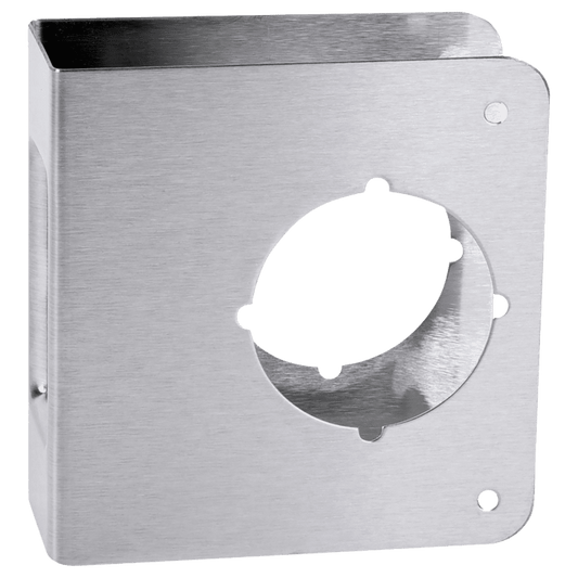 Don Jo 81-S-CW Wrap Around Plate, 4-1/2" x 4-1/2", 2-1/8" Hole, Satin Stainless Steel Finish