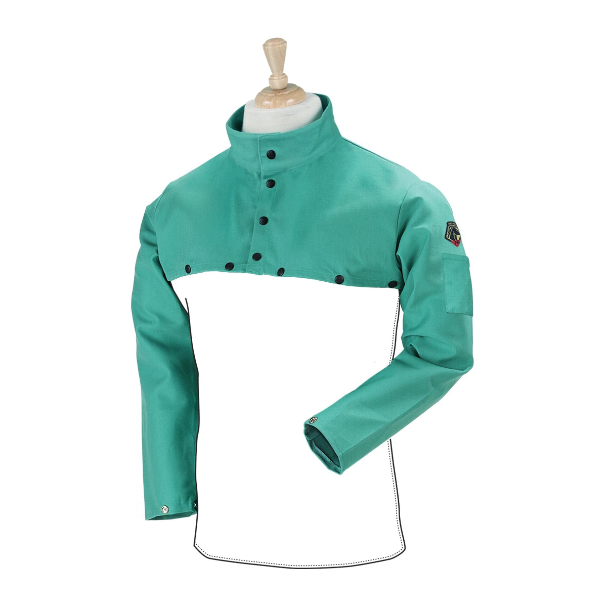 Black Stallion F9-21CS-XL 9 oz Flame Resistant Cotton Cape Sleeves Green, X-Large