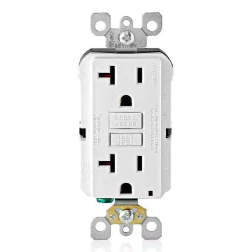 Leviton M42-GFNT2-04W 20 Amp 125-Volt Duplex Self-Test Slim GFCI Outlet, White (4-Pack)