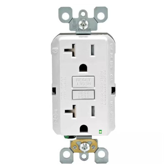 Leviton M42-GFTR2-04W 20 Amp 125-Volt Duplex SmarTest Self-Test SmartlockPro Tamper Resistant GFCI Outlet, White (4-Pack)
