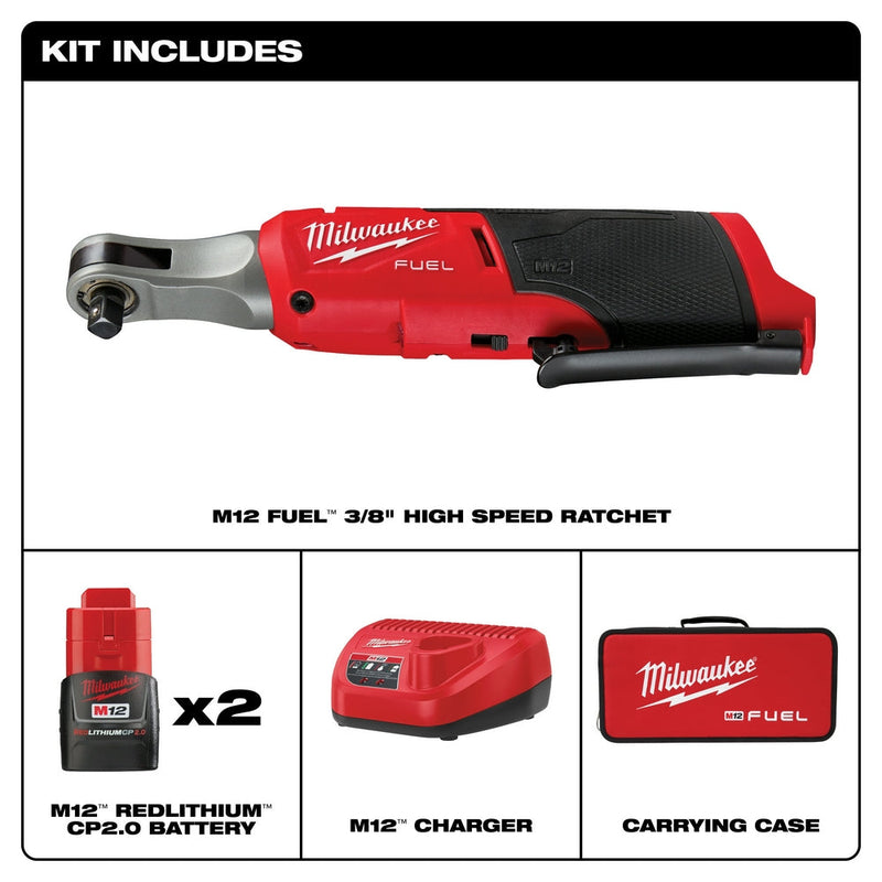 Milwaukee 2567-22 M12 FUEL 3/8" High Speed Ratchet Kit