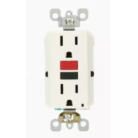 Leviton R72-GFNT1-0RW 15 Amp Self-Test SmartlockPro Slim Duplex GFCI Outlet, White