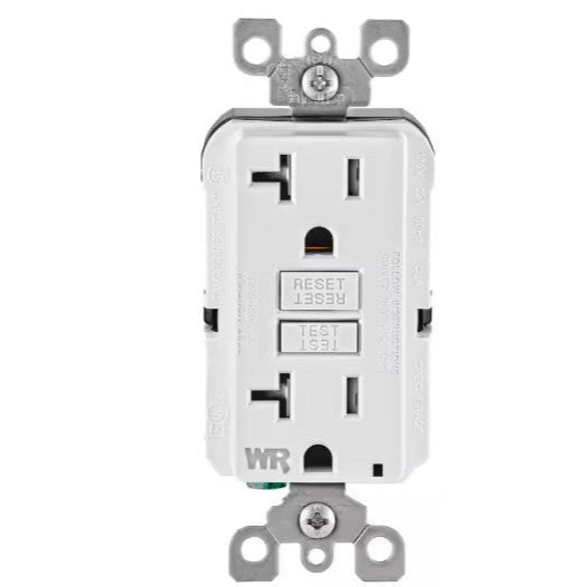 Leviton R92-GFWT2-0KW 20 Amp 125-Volt Duplex Self-Test Tamper Resistant/Weather Resistant GFCI Outlet, White