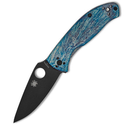 Spyderco C122TIBLBKD2P Tenacious Blue Ti Disarray D2