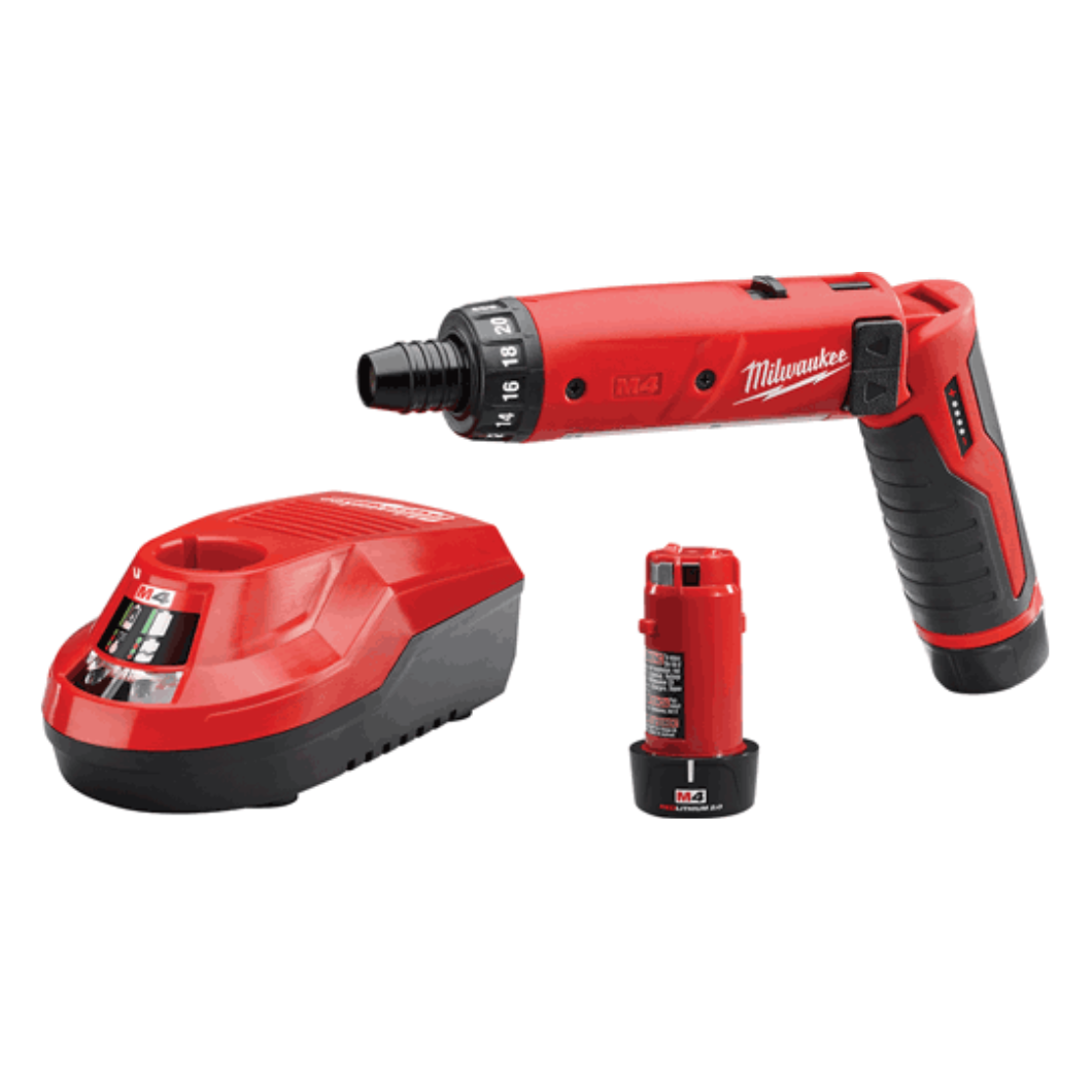 Milwaukee 2101-22 M4 1/4” Hex Screwdriver Kit with Battery and Charger